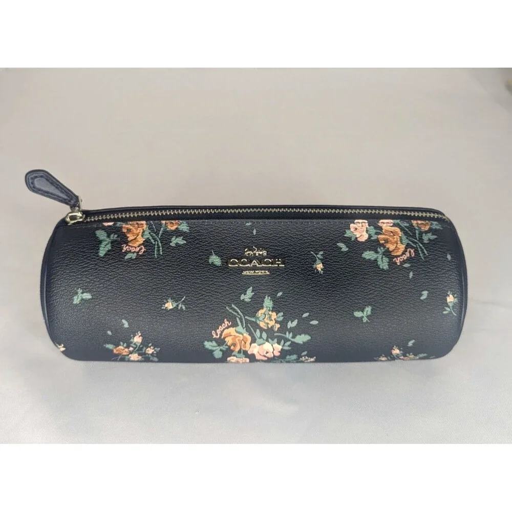 Rare Coach Black Rose Midnight Multi Bouquet Makeup Brush/Pencil Pouch NWT
